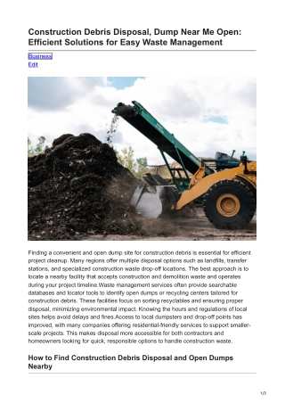 Construction Debris Disposal Dump Near Me Open Efficient Solutions for Easy Waste Management