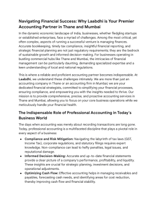 Why Laabdhi is Your Premier Accounting Partner in Thane and Mumbai