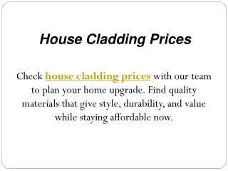 House Cladding Prices