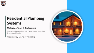 Residential Plumbing Systems - Materials, Tools & Techniques