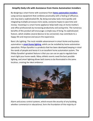 Simplify Daily Life with Assistance from Home Automation Installers