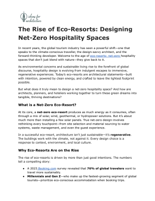 The Rise of Eco-Resorts_ Designing Net-Zero Hospitality Spaces