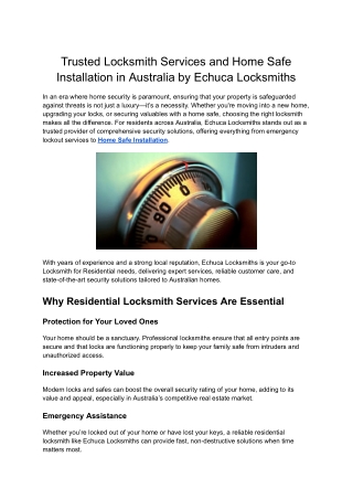 Expert Automotive Locksmith Services in Echuca