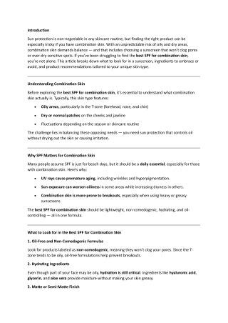 The Best SPF for Combination Skin: A Compleest SPF for combination skin