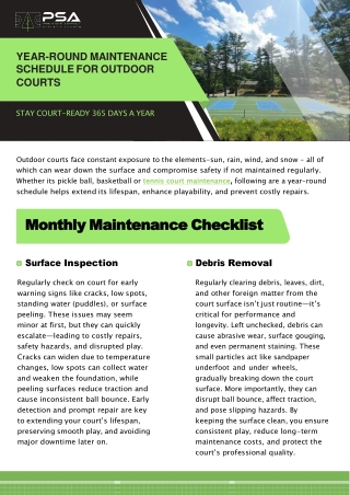 Year-Round Maintenance Schedule for Outdoor Courts -Pine State Courts