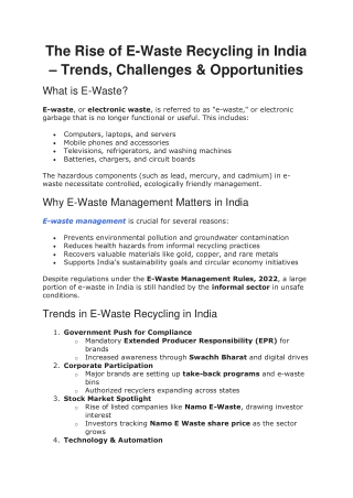 The Rise of E-Waste Recycling in India – Trends, Challenges & Opportunities