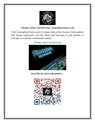 Chicago Tattoo And Piercing  Atmospheretattoo