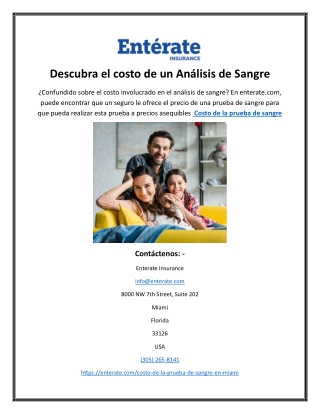 Descubra el costo de un Análisis de Sangre