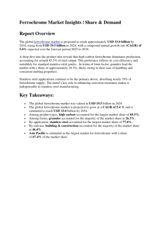 Ferrochrome Market Drivers | Urbanization & Infrastructure Impact
