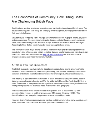 Pints and Prices: The Economic Struggle of the British Pub
