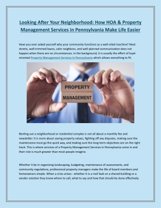 Looking After Your Neighborhood How HOA & Property Management Services in Pennsylvania Make Life Easier