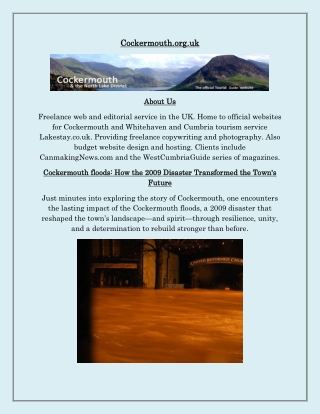 Cockermouth floods Remembering the 2009 Deluge and the Town's Remarkable Recovery