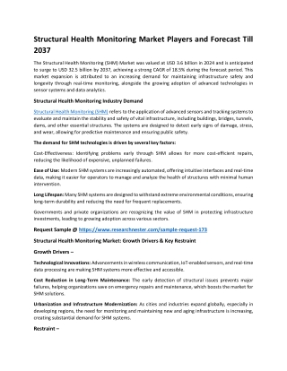 Structural Health Monitoring Market Size Predicted to Increase at a PositiveCAGR