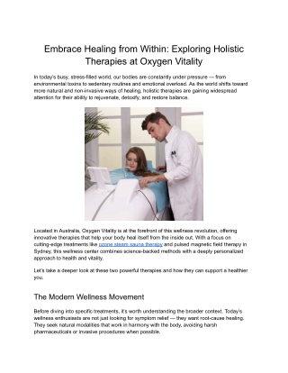 Oxygen Therapy Sydney | Boost Vitality with Oxygen Vitality