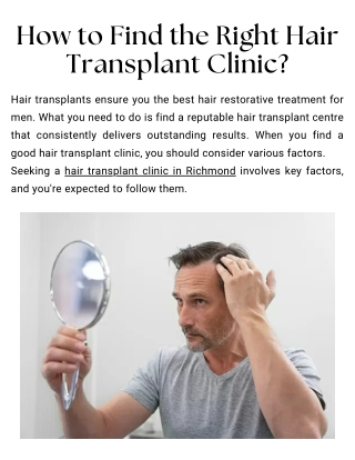 How to Find the Right Hair Transplant Clinic
