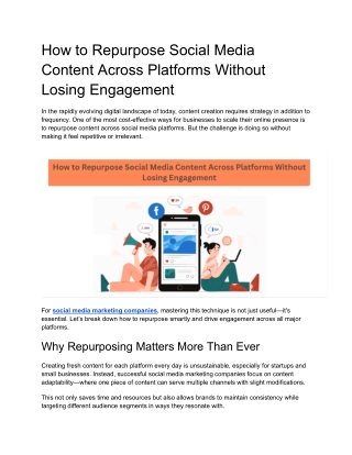 How to Repurpose Social Media Content Across Platforms Without Losing Engagement