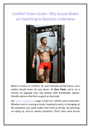 Comfort Down Under Why Aussie Blokes are Switching to Bamboo Underwear