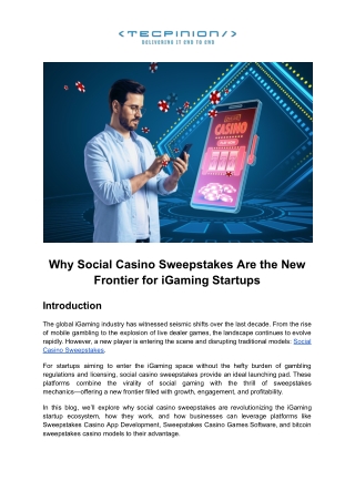 Why Social Casino Sweepstakes Are the New Frontier for iGaming Startups