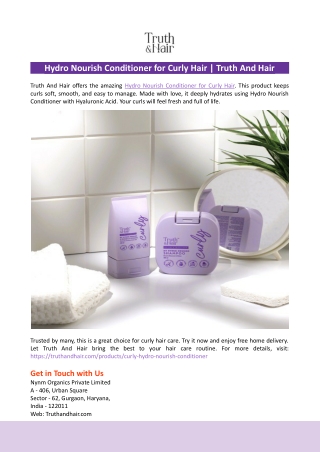 Hydro Nourish Conditioner for Curly Hair