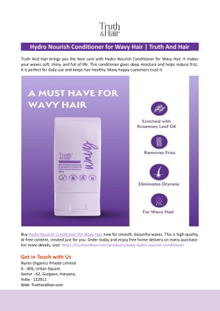 Hydro Nourish Conditioner for Wavy Hair