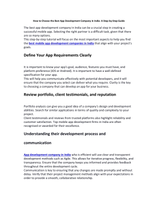 How to Choose the Best App Development Company in India A Step-by-Step Guide