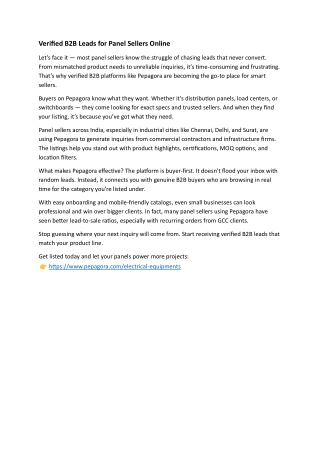 Verified B2B Leads for Panel Sellers Online