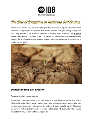 The Role of Irrigation in Reducing Soil Erosion
