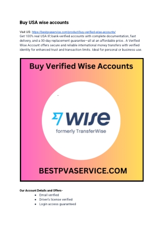 Buy USA wise accounts