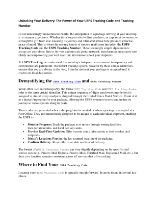 The Power of Your USPS Tracking Code and Tracking Number