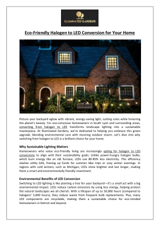 Eco-Friendly Halogen to LED Conversion for Your Home - Illuminated Gardens