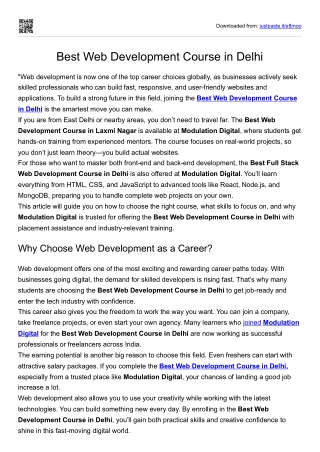 Best Web Development Course in Delhi