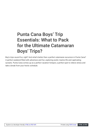 Punta Cana Boys’ Trip Essentials: What to Pack for the Ultimate Catamaran Boys’