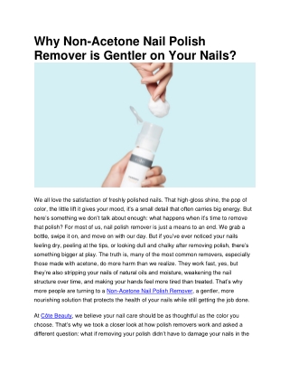 Why Non Acetone Nail Polish Remover Is the Smarter Choice for Healthier Nails
