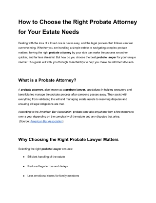 How to Choose the Right Probate Attorney for Your Estate Needs