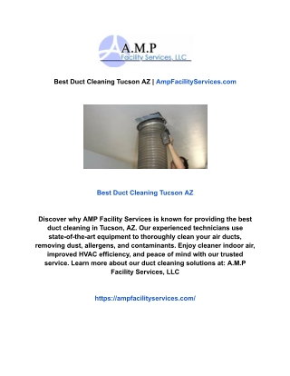 Best Duct Cleaning Tucson AZ | AmpFacilityServices.com
