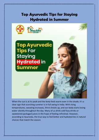 Top Ayurvedic Tips for Staying Hydrated in Summer
