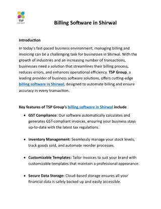 Billing Software in Shirwal
