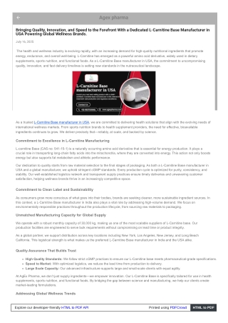 Backed by Experts: L-Carnitine Base manufacturer in USA