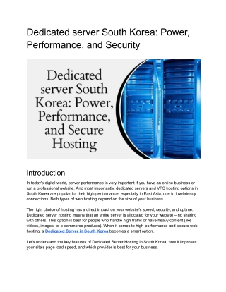 Dedicated server South korea_ Power, performance and secured hosting
