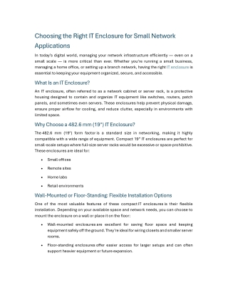 Choosing the Right IT Enclosure for Small Network Applications
