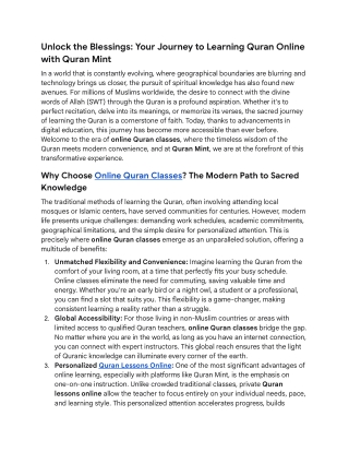 Your Journey to Learning Quran Online with Quran Mint