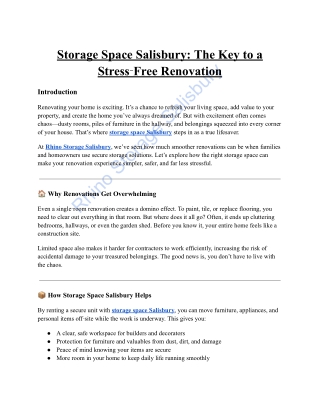 Storage Space Salisbury: The Key to a Stress‑Free Renovation