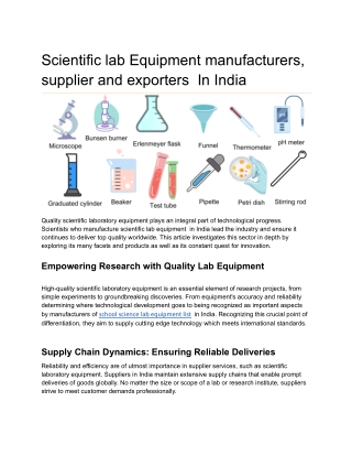 Detailed School Laboratory Equipment List for Science Subjects