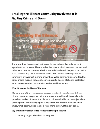 Breaking the Silence: Community Involvement in Fighting Crime and Drugs