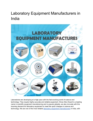 Laboratory Equipment manufacturers in India