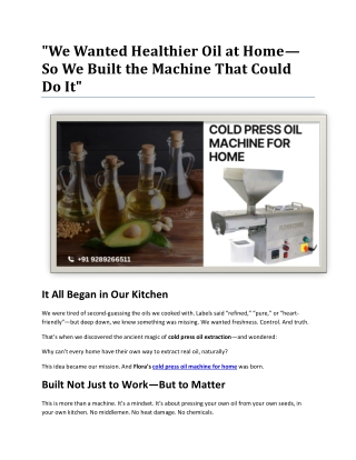 We Wanted Healthier Oil at Home—So We Built the Machine That Could Do It