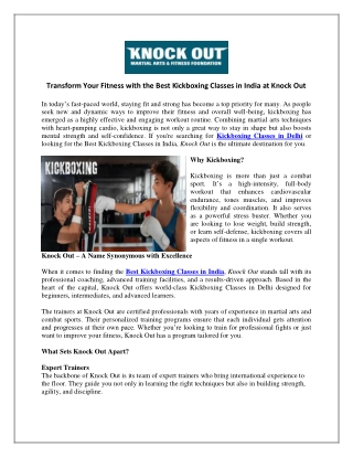 Transform Your Fitness with the Best Kickboxing Classes in India at Knock Out