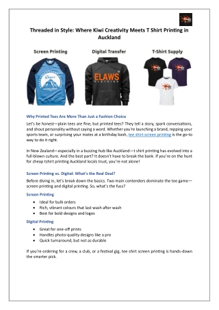 Threaded in Style: Where Kiwi Creativity Meets T Shirt Printing in Auckland