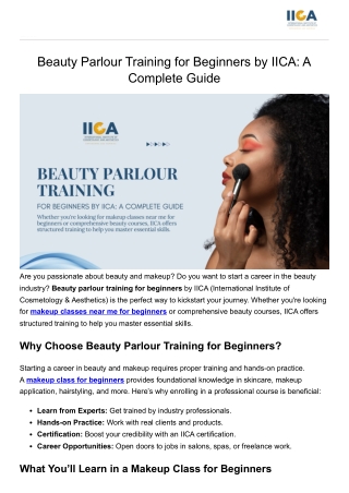 Beauty Parlour Training for Beginners by IICA