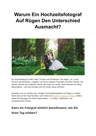 Hochzeitsfotograf Rügen – Echte Emotionen festgehalten
